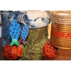 Osterhase ANGLERHASERL handgefertigte Künstler-Figur Osterdeko Geschenk für Angel-Fans Geldgeschenk