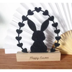 Osterhase Aufsteller 3D-Druck mit Holzsockel und Gravur – Moderne Osterdekoration, nachhaltig & individuell