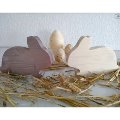 Osterhase aus Holz / Hase / natur oder metallic