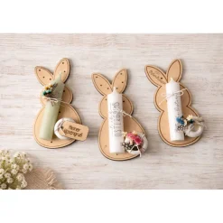 Osterhase Holz mit Kerze – Ostergeschenk Tischdeko