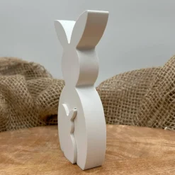 Osterhase mit Mini Hase aus Keramikpulver – moderne Osterdeko Hasenfigur Set