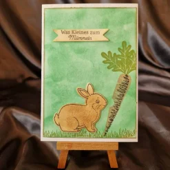 Osterhase mit Mohrrübe - Osterkarte - Was kleines zum Mümmeln