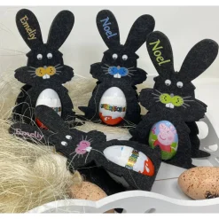 Osterhase mit namen aus Filz Ü-Ei halter eierhalter oster geschenk personalisiert osterei dunkel