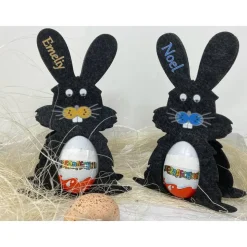 Osterhase mit namen aus Filz Ü-Ei halter eierhalter oster geschenk personalisiert osterei dunkel