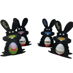 Osterhase mit namen aus Filz Ü-Ei halter eierhalter oster geschenk personalisiert osterei dunkel