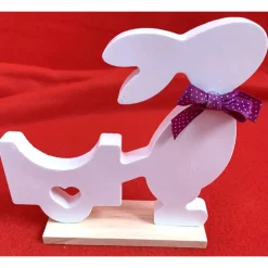 Osterhase mit Schub Karre, Reliefgießmasse, weiß