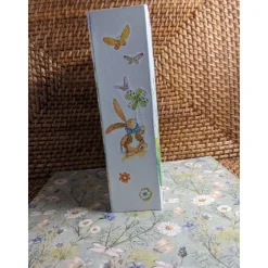 Osterhase mit Windmühle " Frohe Ostern ", Klappdeckel-Box mit Serviettenmotiv verziert