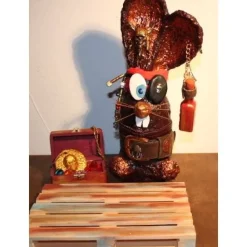 Osterhase PIRAT handgefertigte Künstler-Figur Osterdeko Geschenk für Piraten-Fans Geldgeschenk