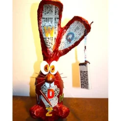 Osterhase RÄTSELHASE handgefertigte Künstler-Figur Osterdeko Geschenk für Rätselfreunde Geldgeschenk