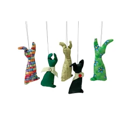 Osterhasen Anhänger im 5er Set, Stoffhasen