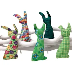 Osterhasen Anhänger im 5er Set, Stoffhasen