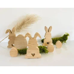 Osterhasen aus hochwertigem Eichenholz im Set
