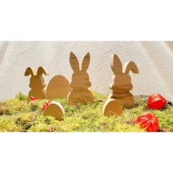 Osterhasen aus hochwertigem Eichenholz im Set