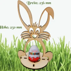 Osterhasen aus Holz mit Halterung für große Ü-Eier oder bemalte Eier
