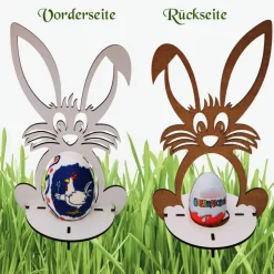 Osterhasen aus Holz mit Halterung für große Ü-Eier oder bemalte Eier