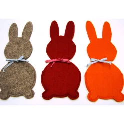Osterhasen Filz mit Tasche personalisierbar mit Name Geldgeschenk Gutscheine-Verpackung graumeliert dunkelrot orange