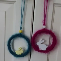 Osterhasen Hängedeko, Osterdekoration, Handarbeit, Upcycling-Idee hessmade