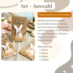 Osterhasen Karte Set 3–12 Stk | Hasenpost Osterkarte Kraftpapier | Frohe Ostern | Ostergeschenk Mitbringsel