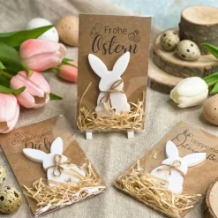 Osterhasen Karte Set 3–12 Stk | Hasenpost Osterkarte Kraftpapier | Frohe Ostern | Ostergeschenk Mitbringsel
