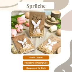Osterhasen Karte Set 3–12 Stk | Hasenpost Osterkarte Kraftpapier | Frohe Ostern | Ostergeschenk Mitbringsel