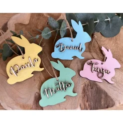 Osterhasen mit Namen personalisiert / Osteranhänger Körbchen
