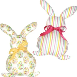 Osterhasen Stoffhasen 2er Set Bunt – Handgemachte Deko Hasen aus Baumwollstoff