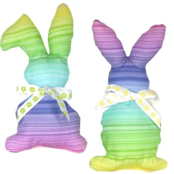 Osterhasen Stoffhasen 2er Set Regenbogen – Handgemachte Deko Hasen aus Baumwollstoff