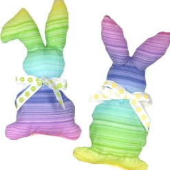 Osterhasen Stoffhasen 2er Set Regenbogen – Handgemachte Deko Hasen aus Baumwollstoff