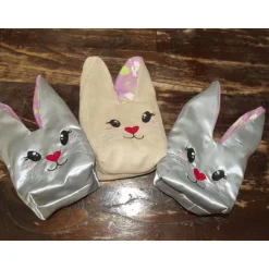 Osterhasenbeutel, Osternest, Osterbeutel in Beige, bestickt