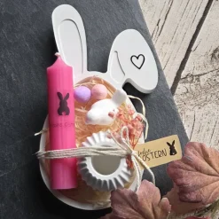 Osterhasen-Tablett ~ Deko Schale Ostern ~ Kerzen Set ~ Osterhase