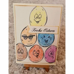 Osterkarte - Frohe Ostern - bunte Ostereier