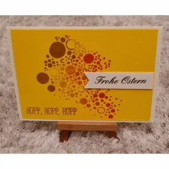 Osterkarte " Frohe Ostern " bunte Kreise , Hopp-Hopp-Hopp