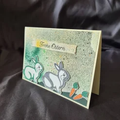 Osterkarte / Osterhasen / Möhrenmotiv / Frohe Ostern Spruch / handgefertigte Grußkarte / Möhrenmotiv