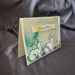 Osterkarte / Osterhasen / Möhrenmotiv / Frohe Ostern Spruch / handgefertigte Grußkarte / Möhrenmotiv