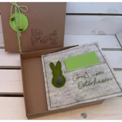 OSTERKARTE AUS FILZ, Geldgeschenk, Geschenkbox, Gutscheinbox, ... Gutschein, ...OSTERN...OSTERHASE...