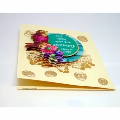 Osterkarte #3-D-Optik #Osterei mit Spruch, #Osterhasen, #Frühlingsblumen