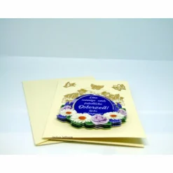 Osterkarte #3-D-Optik #Osterei mit Spruch, #Osterhasen, #Margariten, #Rosen. #Schmetterlinge