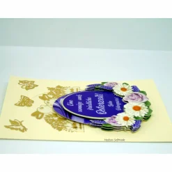 Osterkarte #3-D-Optik #Osterei mit Spruch, #Osterhasen, #Margariten, #Rosen. #Schmetterlinge