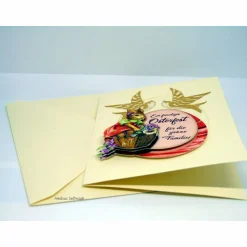 Osterkarte #3-D-Optik #Osterei mit Spruch, #Osterhasen und #Schwalben