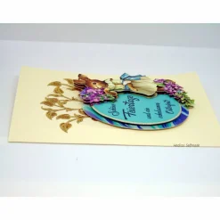 Osterkarte #3-D-Optik #Osterei mit Spruch, #Osterhasen, #Veilchen