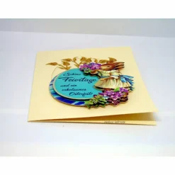 Osterkarte #3-D-Optik #Osterei mit Spruch, #Osterhasen, #Veilchen