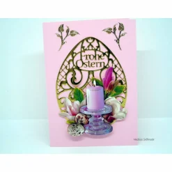 Osterkarte #3-D-Optik #Osterkerze mit #Blüten des Tulpenbaumes