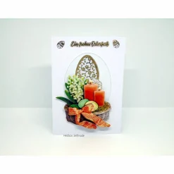 Osterkarte #3-D-Optik #Osterkerze #Osterei #Maiglöckchen