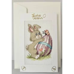 Osterkarte, Gestickte Grußkarte, Glückwunschkarte,  Klappkarte, Handarbeit