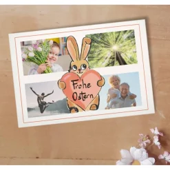 Osterkarte Hase mit Herz 4 Fotos Printable DIY