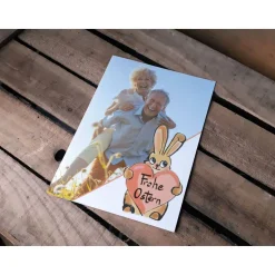 Osterkarte Hase mit Herz Hochformat Printable DIY