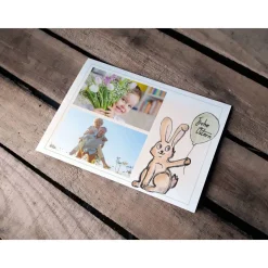 Osterkarte Hase mit Luftballon Printable DIY