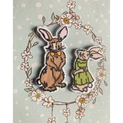 Osterkarte mit Hasenfrau und Hasenmann 3D Ostergrüße