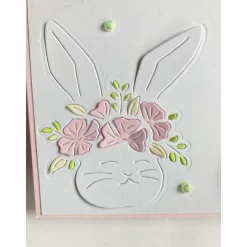 Osterkarte mit Hasengesicht und Blumenkranz 3D Ostergrüße