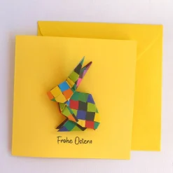 Osterkarte mit Origami Osterhase